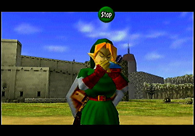 Screenshot of Link as an adult from Ocarina of Time (Nintendo, 1998).